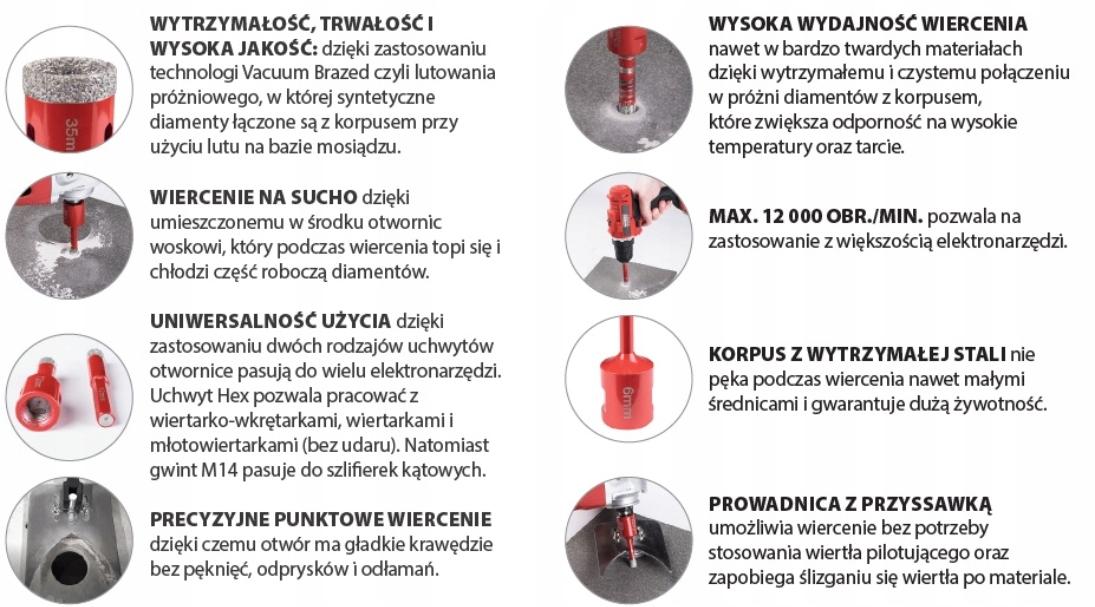 MODECO EXPERT Otwornica diamentowa 35mm M14 max 12000 obr/min