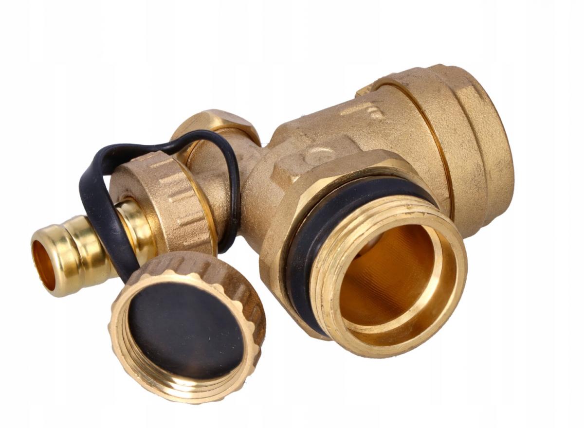 Trójnik z odpowietrznikiem KAN-THERM wraz z zaworem spustowym - G1 48h