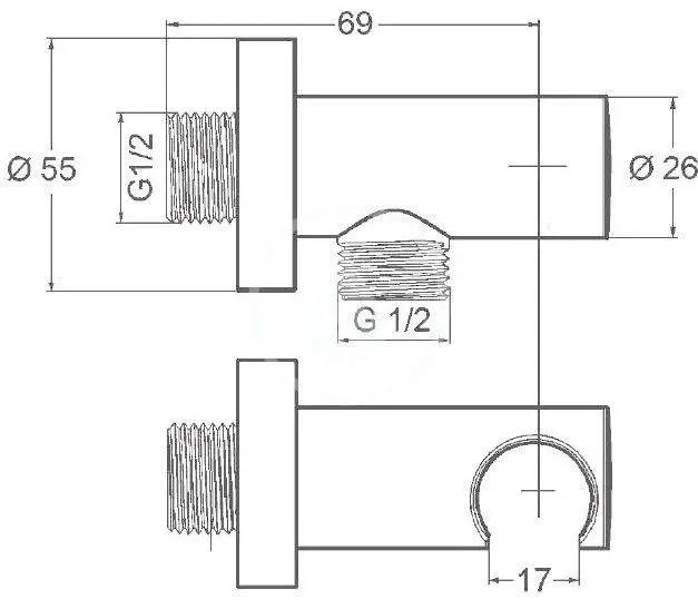 Przyłącze węża natryskowego kątowe KLUDI chrom
