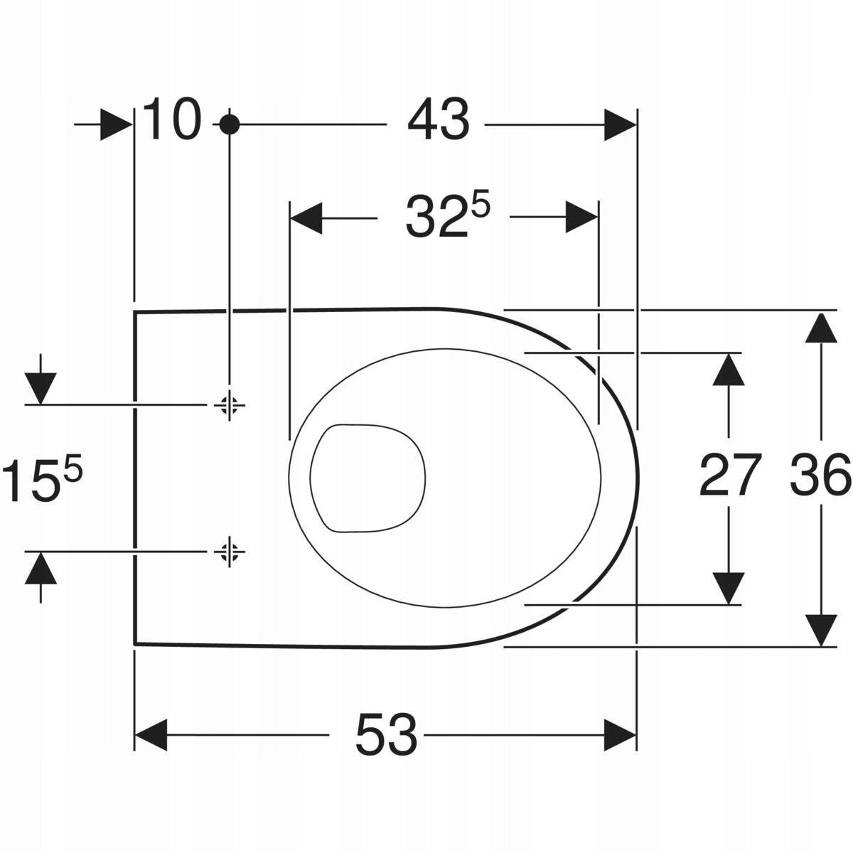 GEBERIT Miska wisząca WC Selnova, lejowa, B35.8 cm, H33.2 cm, T53cm