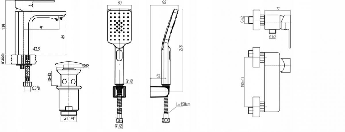 Bateria umywalkowa Valvex Loft Gold stojąca ze spustem click-clack