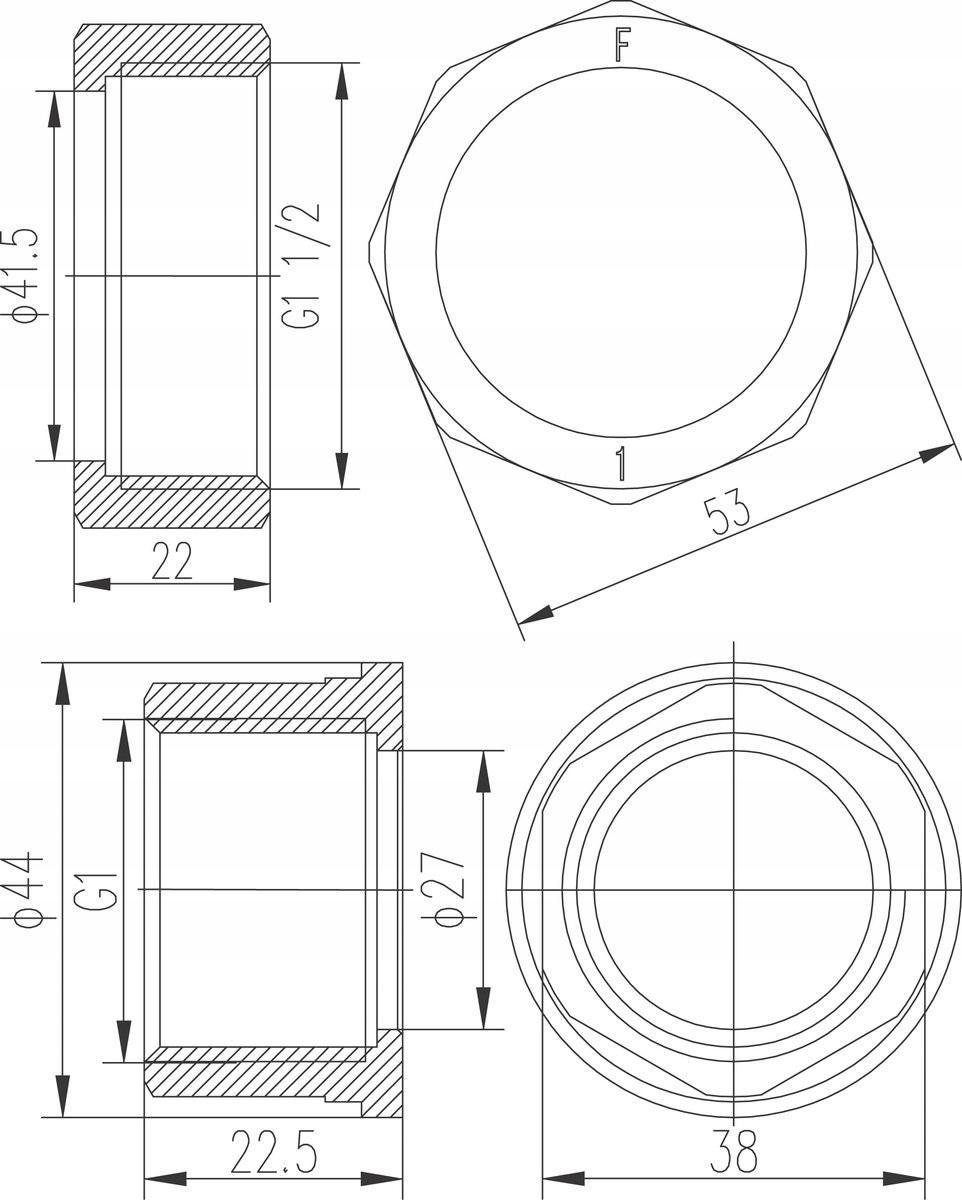 Półśrubunek do pompy 6/4x1 mosiężny 1kpl. (2szt)