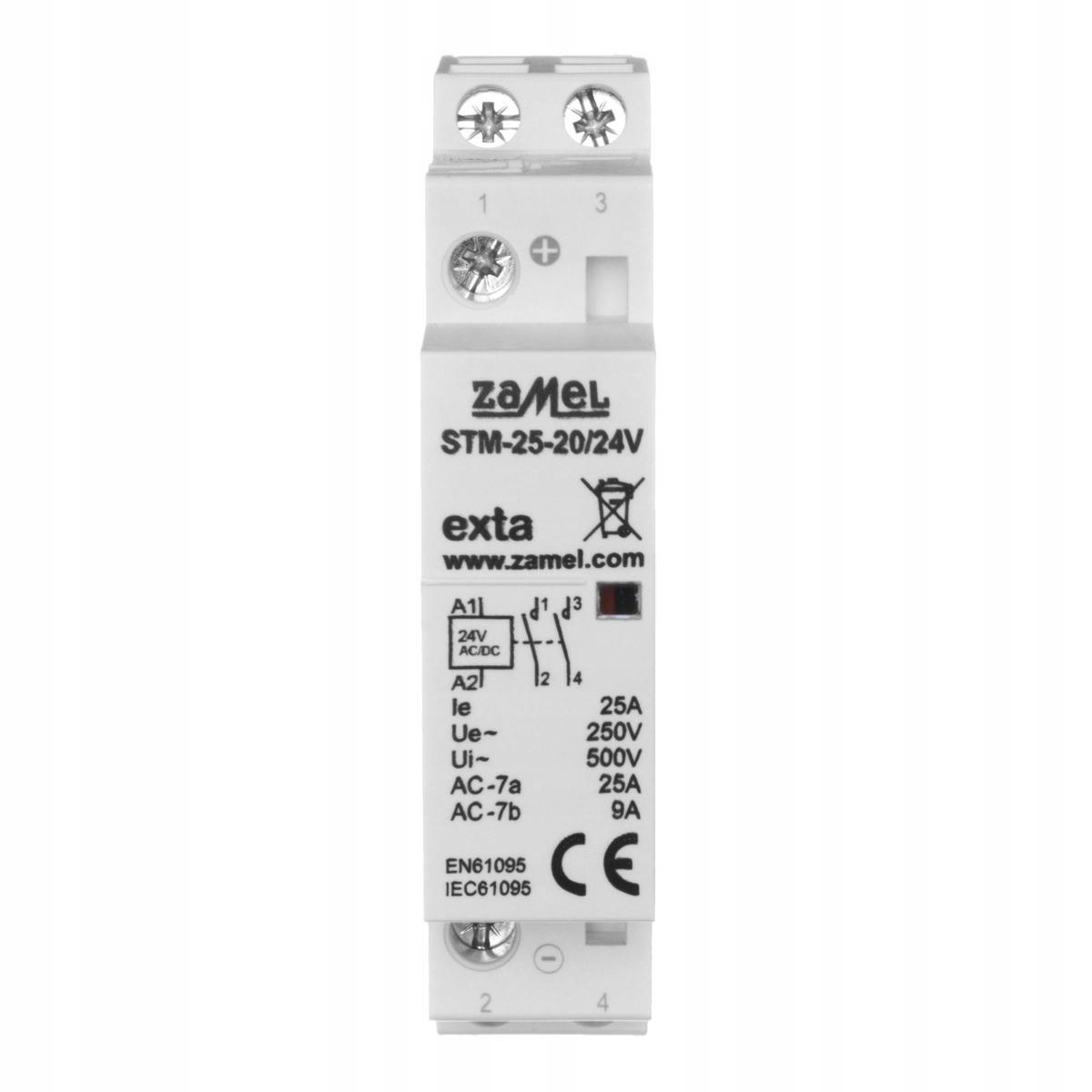 ZAMEL Stycznik modułowy instalacyjny 25A, 2xNO, 24V AC/DC STM-25-20/24V