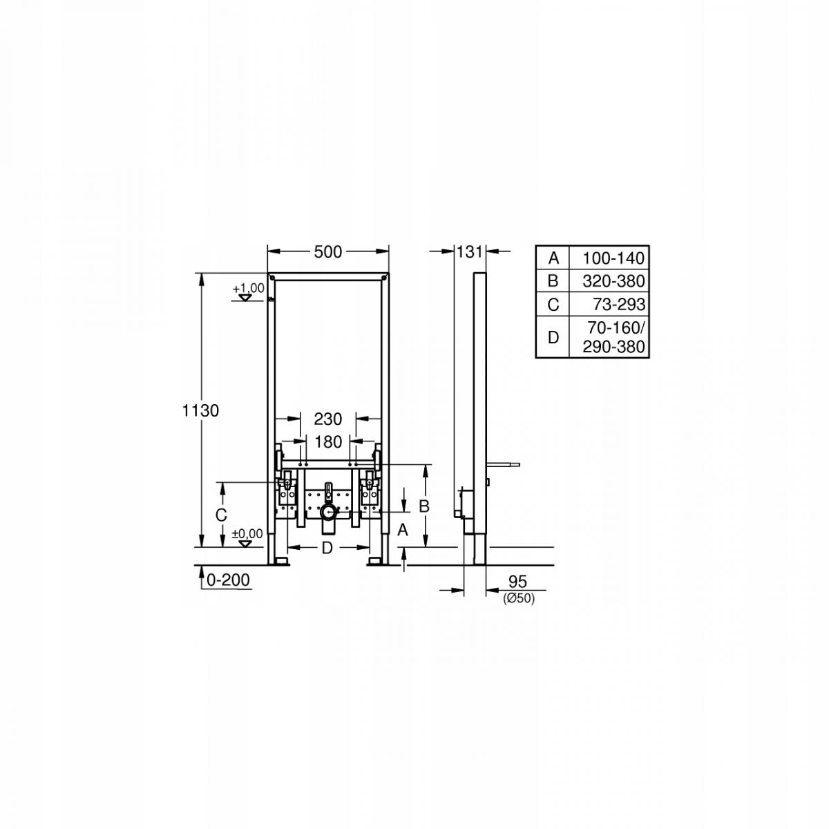 Stelaż podtynkowy GROHE RAPID SL do montażu bidetu 38553001 48h
