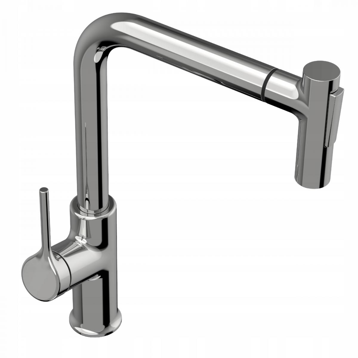 INVENA BATERIA ZLEW FARSALA Z WYCIĄGANĄ 2F WYLEW TYPU L, CHROM INVENA TREND