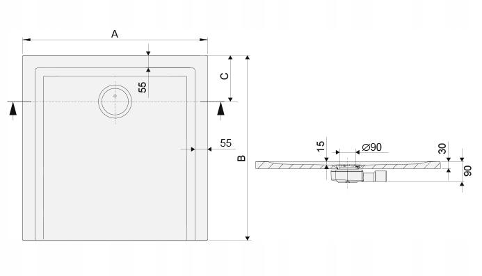 Brodzik min kwadratowy 100x100x3 cm SANPLAST Space Mineral B-M/SPACE S