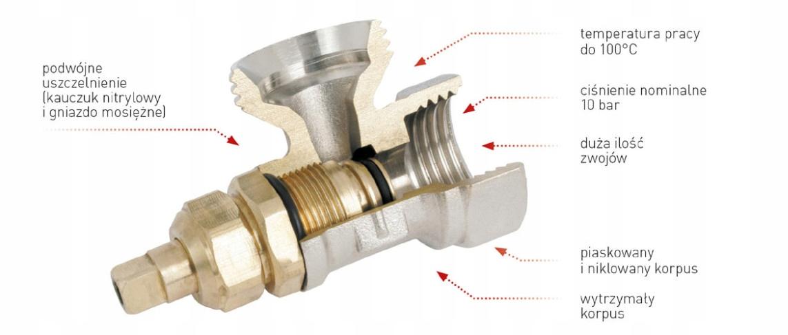 Komplet termostatyczny kątowy 1/2