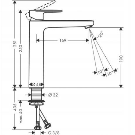 Bateria umywalkowa stojąca Hansgrohe Vernis Blend srebrny