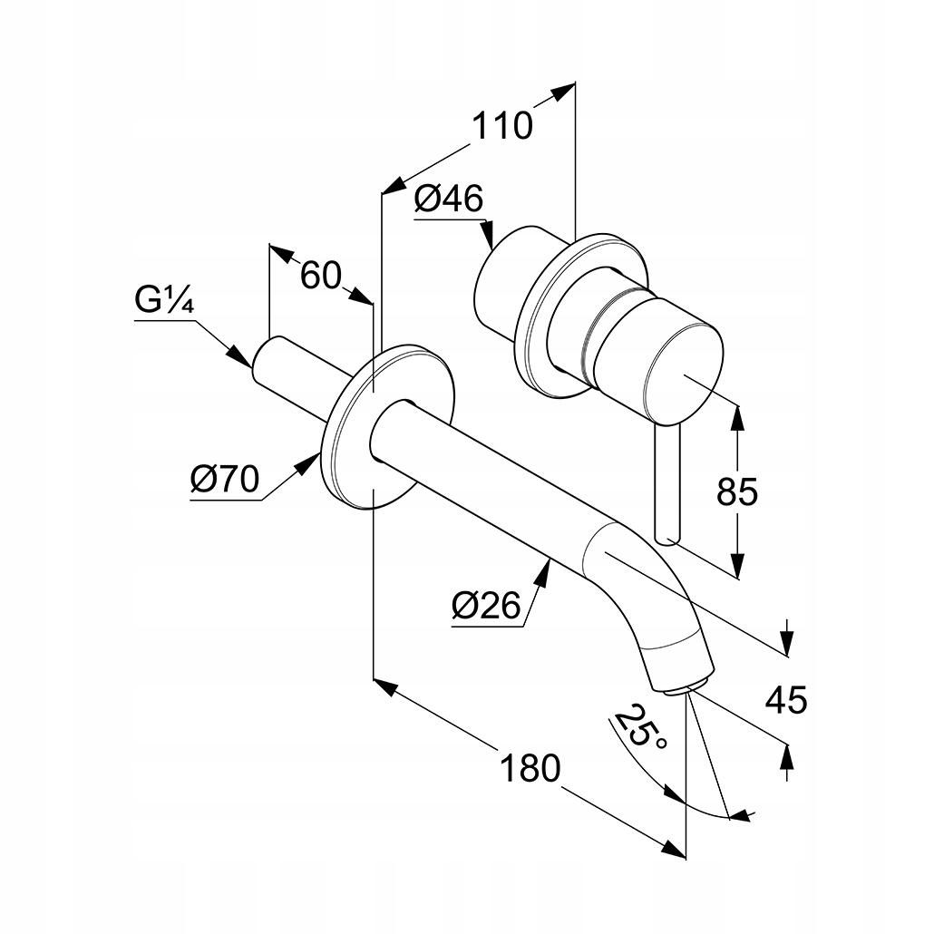 Bateria umywalkowa ścienna KLUDI BOZZ 1-uchwytowa 2-otw złoty szczotkowany