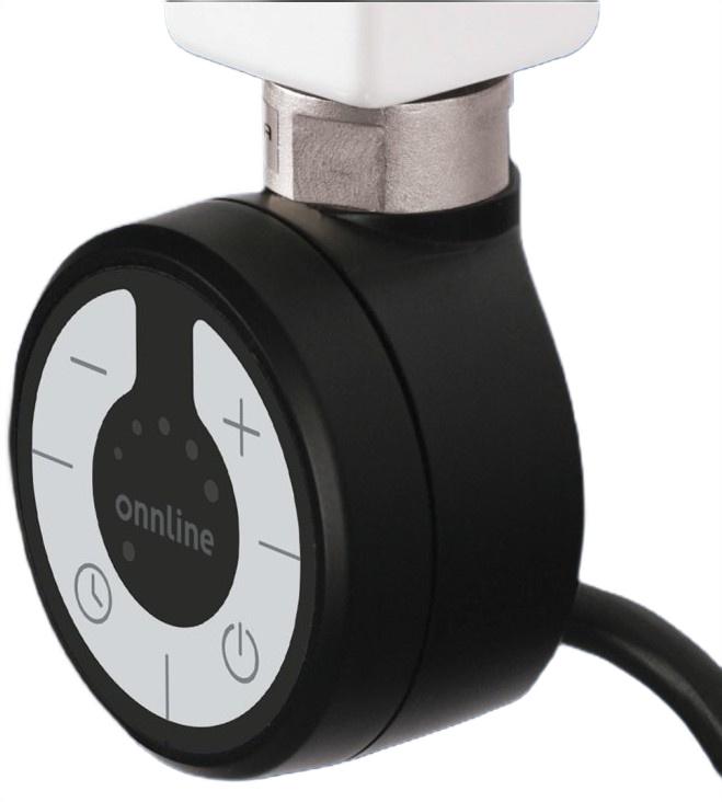 Grzałka grzejnikowa Onnline MOA 300W czarna RAL 9005, kabel spir z wtyczką