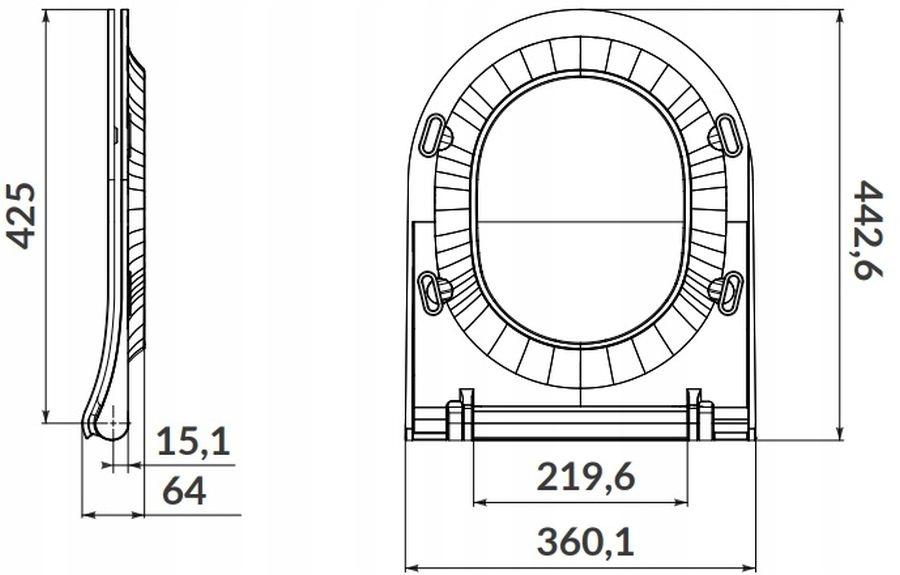 Deska sedesowa City Oval Slim, duroplast antybakteryjna, system wolnego opa