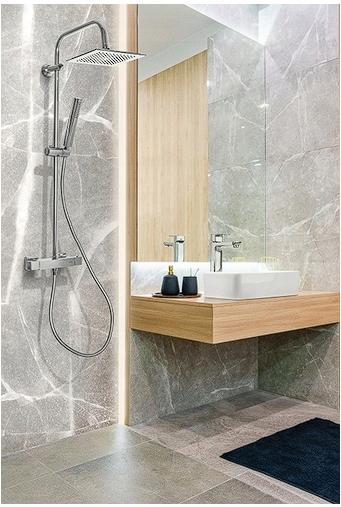 INVENA DESZCZOWNIA Z BATERIĄ TERMOSTATYCZNĄ SVART CHROM