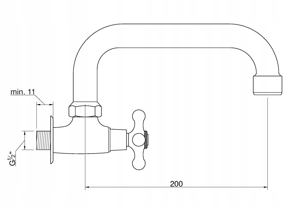 INVENA KRAN CZERPALNY ŚCIENNY WYL.U 200 MODENA