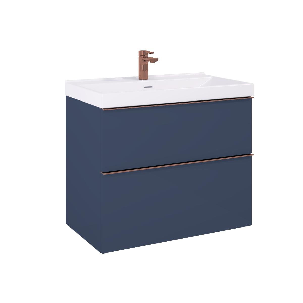 Szafka 800 x 449 x 635 mm navy blue matt z 2 szufladami ROCA Look 80 2S