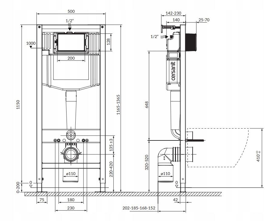 CERSANIT Stelaż podtynkowy pneumatyczny AQUA 50 quick fix K97-521