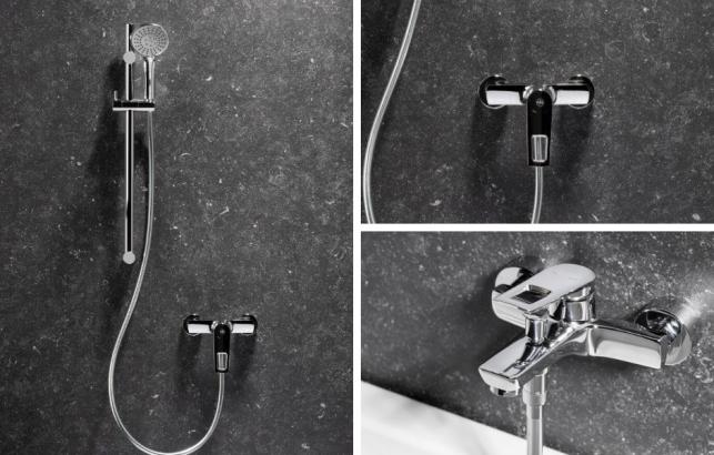 Bateria natryskowa ścienna ARMATURA KRAKÓW ANGELIT 2ot mosiężna biała-chrom