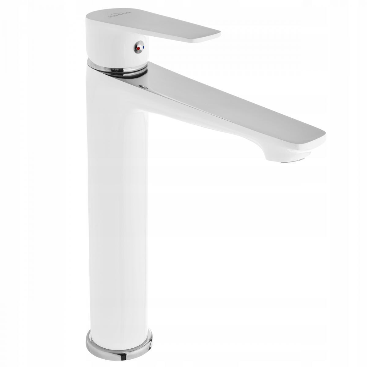 Bateria umywalkowa INVENA wysoka DOKOS BIAŁY CHROM 48h