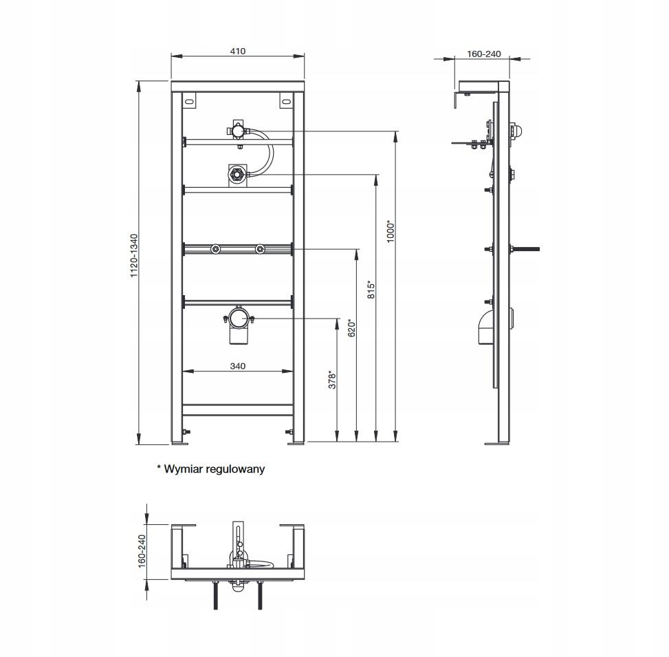 Stelaż podtynkowy do pisuaru z dopływem z tyłu ROCA 134x41cm 48h