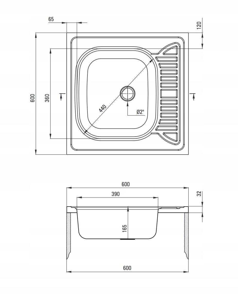 DEANTE Zlewozmywak stalowy 1 komorowy z ociekaczem nakładany satyna 48h