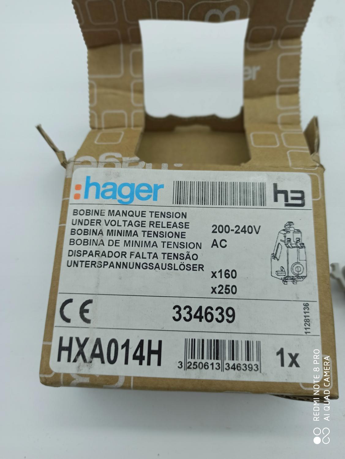 HAGER Wyzwalacz podnapięciowy x160-x250 200-240VAC