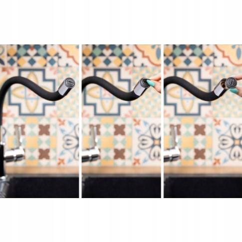 Bateria kuchenna stojąca ARMATURA KRAKÓW RUMBA 1ot szara/chrom z giętką wyl