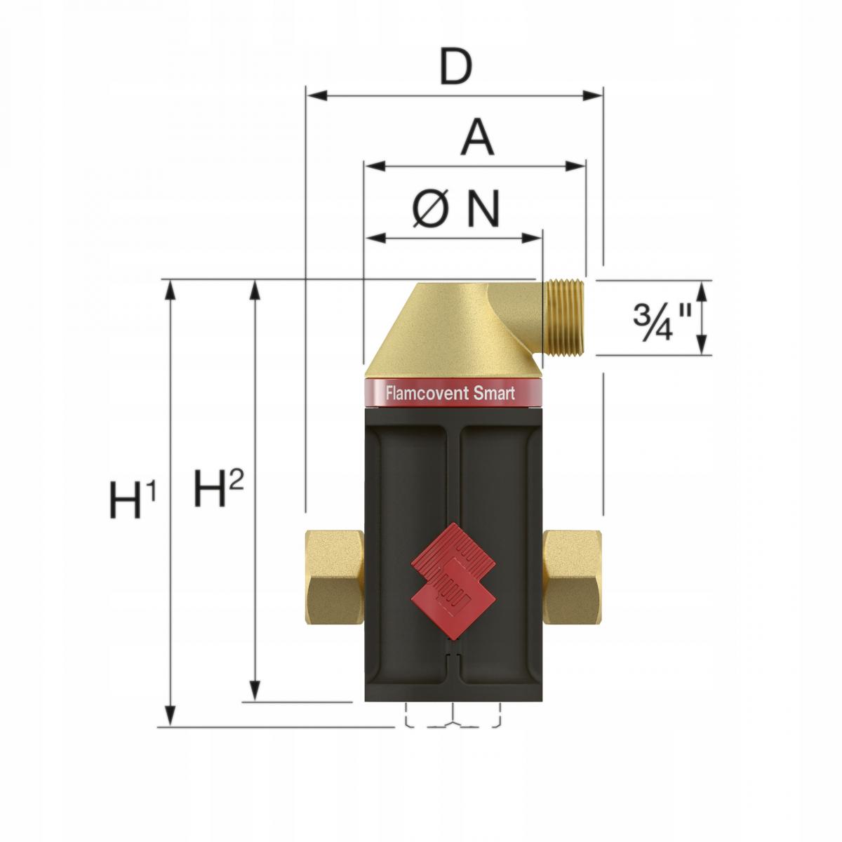 FLAMCO Separator powietrza AALBERTS HFC Flamcovent Smart GW 3/4