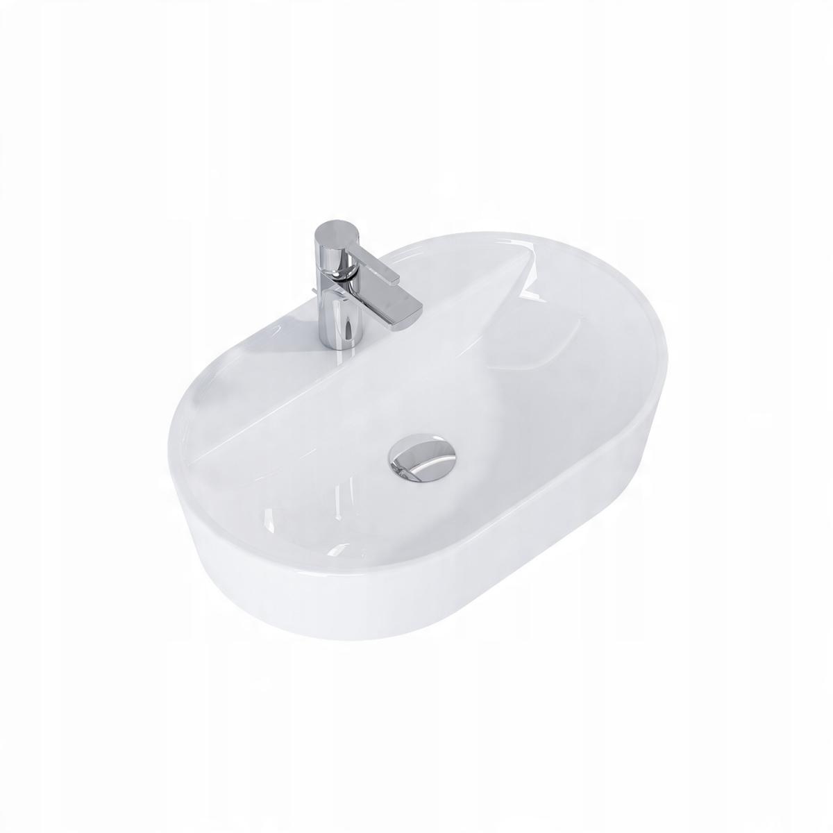 Umywalka nablatowa BABETTE 62x41cm, z/otw. b/przel. Biały ELITA