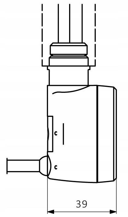 Grzałka grzejnikowa Onnline MOA 600W czarna RAL 9005, kabel spir z wtyczką