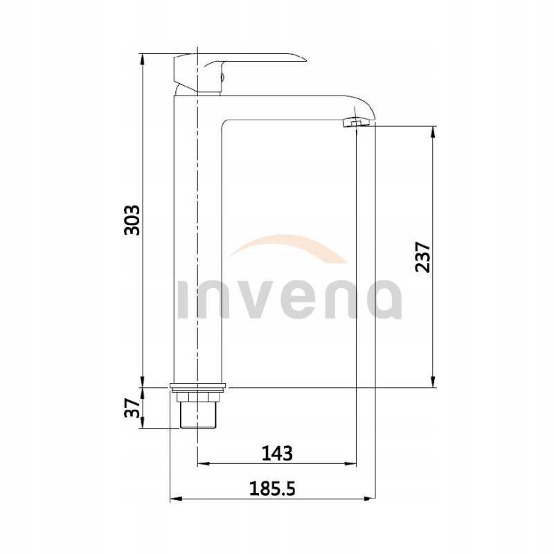 Bateria umywalkowa INVENA wysoka SIROS CHROM 48h