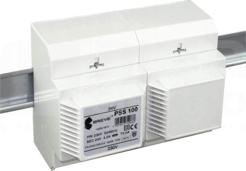 Transformator jednofazowy PSS 100 230/24V IP30 na szynę DIN TH-35 w obudowi