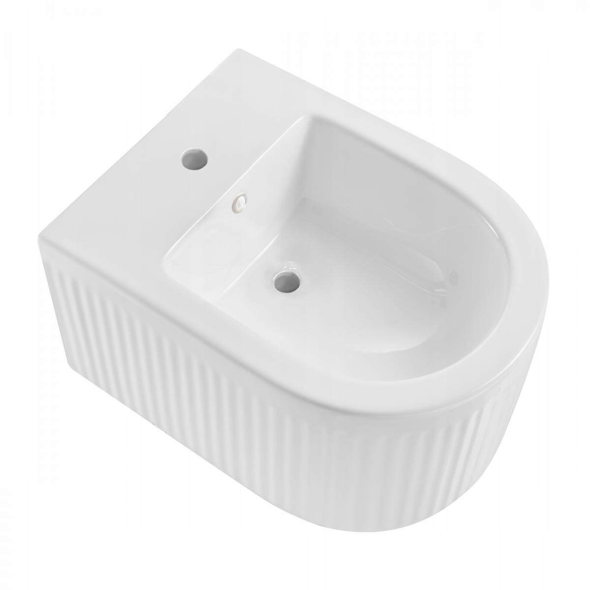 BIDET WISZĄCY GLAMOUR RYFLOWANY, BIAŁY