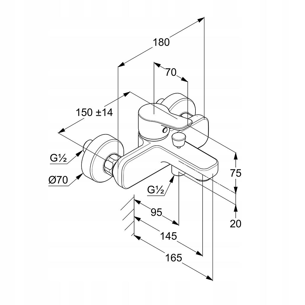 Bateria wannowo-natryskowa KLUDI PURE&EASY 1-uchwyt 2-otw mosiężna chrom