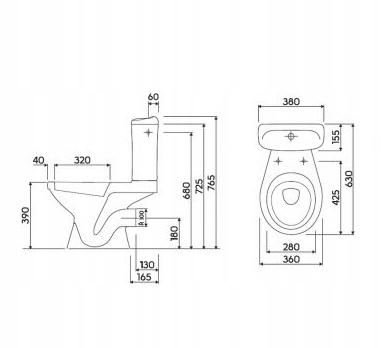 GEBERIT Miska stojąca Idol kompaktowa pozioma 48h