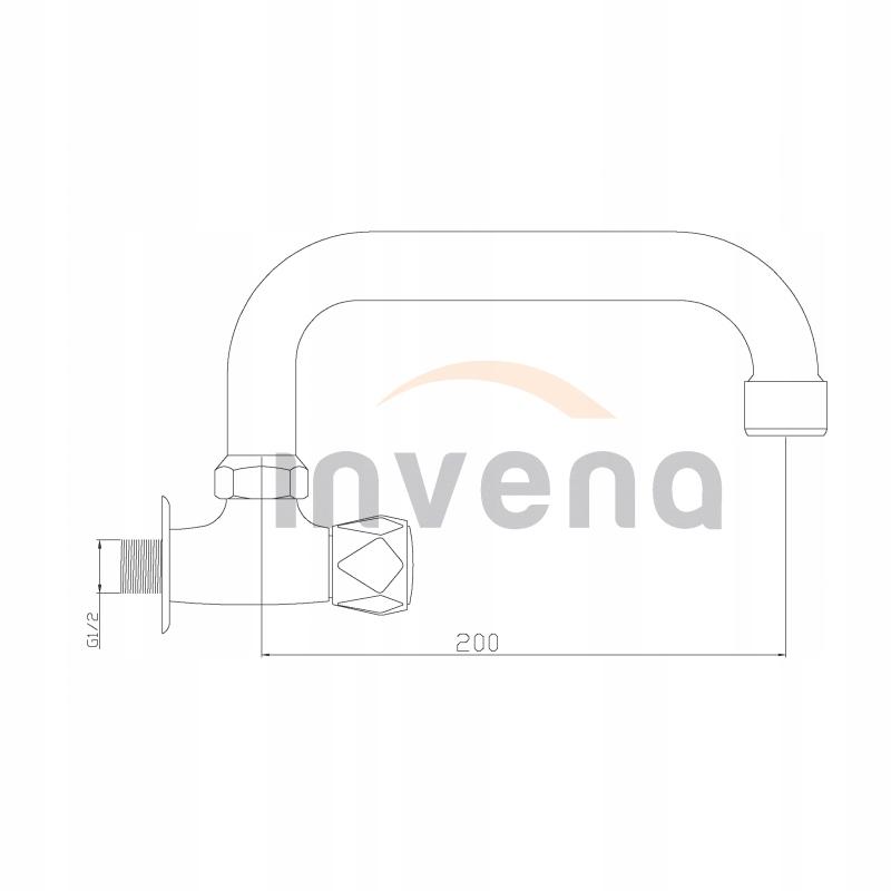 INVENA KRAN CZERPALNY ŚCIENNY WYL.U 200 MODENA
