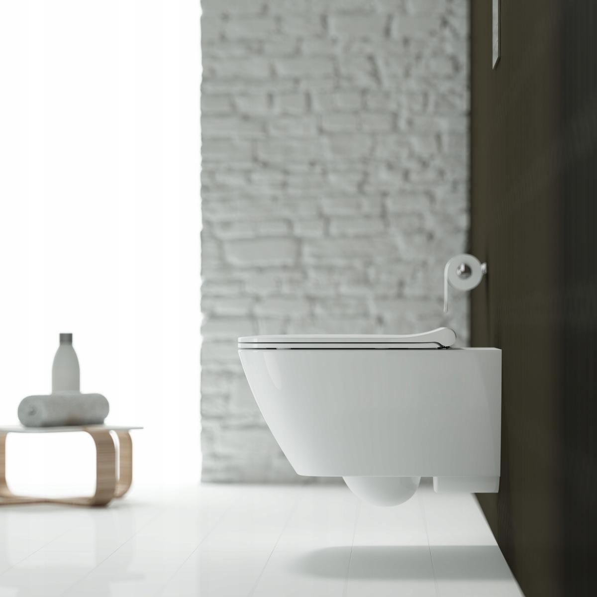 Miska wisząca WC Smyle Square lejowa, B35 cm, H33 cm, T54 cm, ukryte mocowa