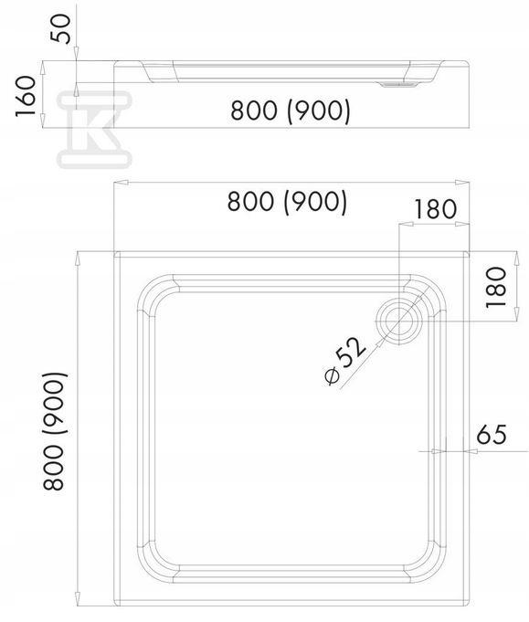 ONNLINE Brodzik Onnline 90x90 cm kwadrat typ płytki 16x90x90x5cm