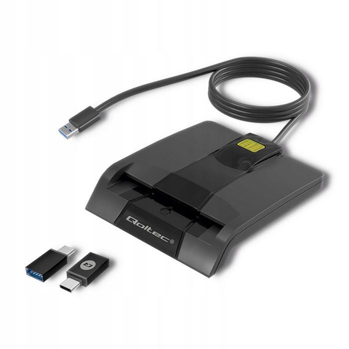 QOLTEC Inteligentny czytnik chipowych kart ID SCR-0634, USB typ C, 50634