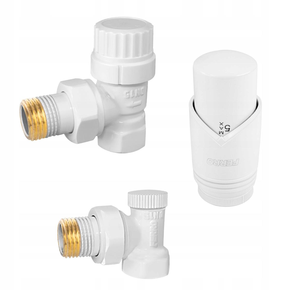 FERRO Dekoracyjny zestaw termostatyczny kątowy, biały