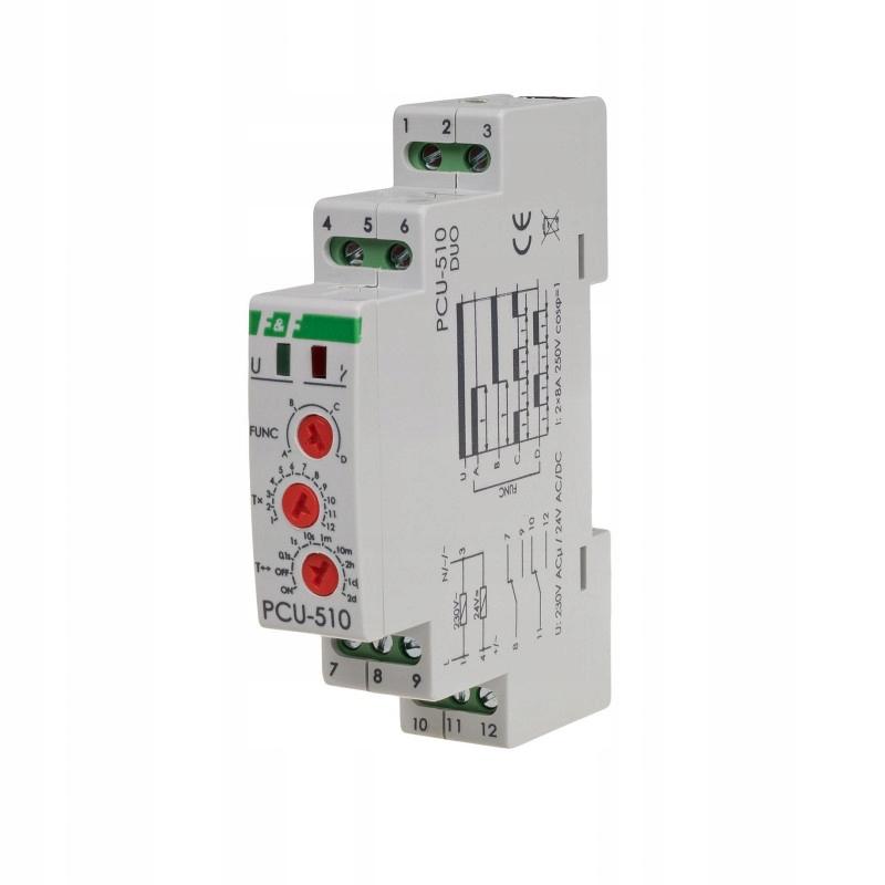 Przekaźnik czasowy PCU-510DUO, napięcie zasilania 230VAC, 24VAC/DC, 2×NO/NC