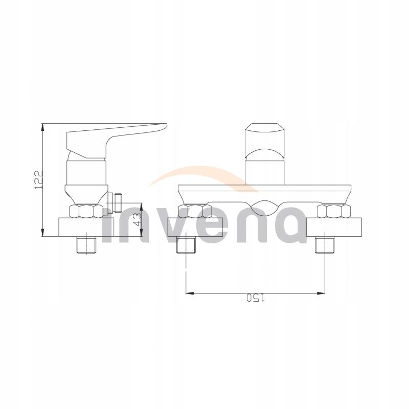 INVENA ZEST PODTYN Z BAT PODTYNK 2F DOKOS, KWADR CHROM, ROZETA