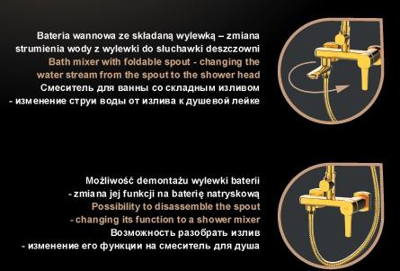 INVENA DESZCZOWNIA Z BATERIĄ WANN-NATR GLAMOUR INVENA TREND CZARNA