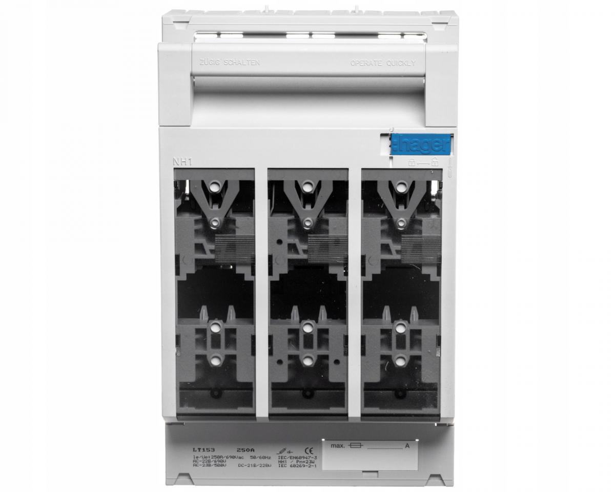 Rozłącznik bezpiecznikowy NH1 3P 250A 690VAC szyny 60 mm zasilanie/odpływ ś