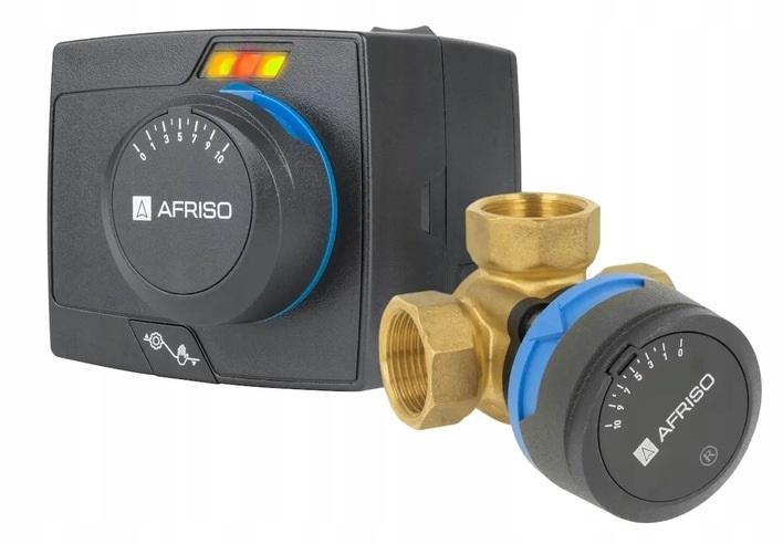 AFRISO Zestaw regulacyjny: 3-drogowy obrotowy zawór miesz + siłownik elektr