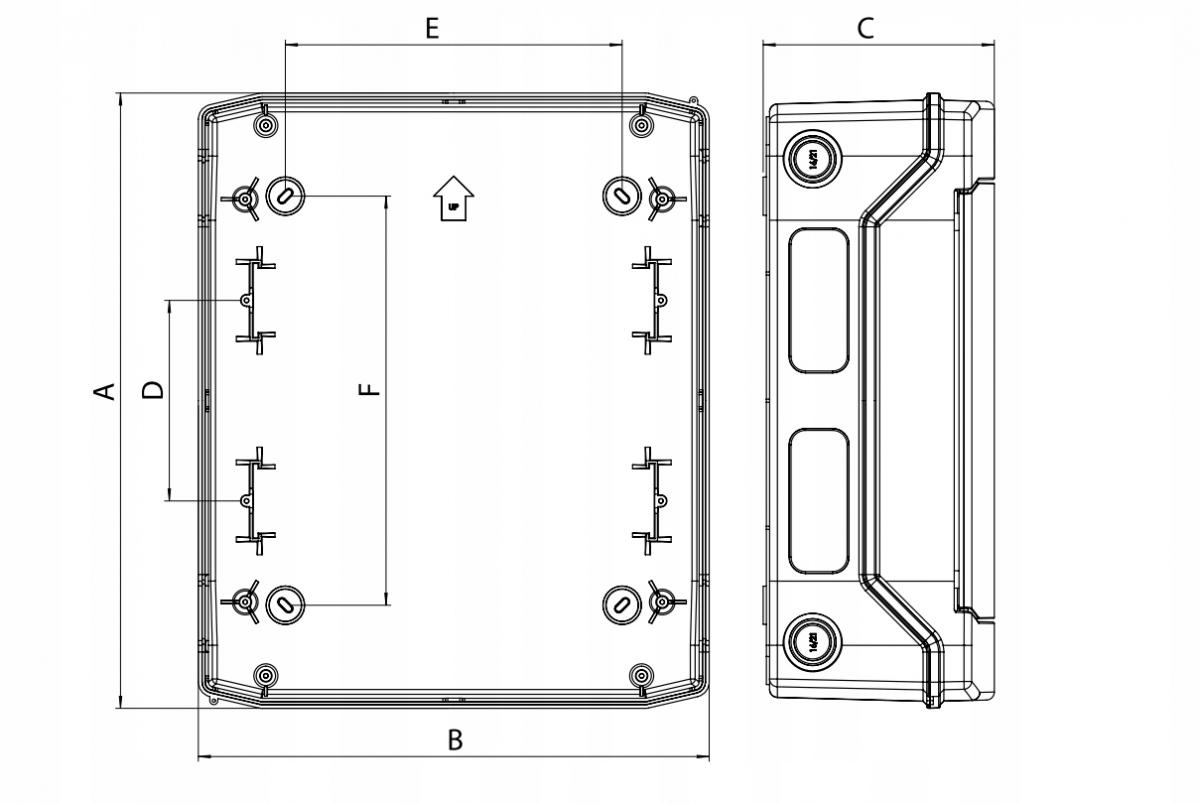 Rozdzielnica natynkowa ECH-12PT 12 modułów drzwi transparentne IP65 1500V D