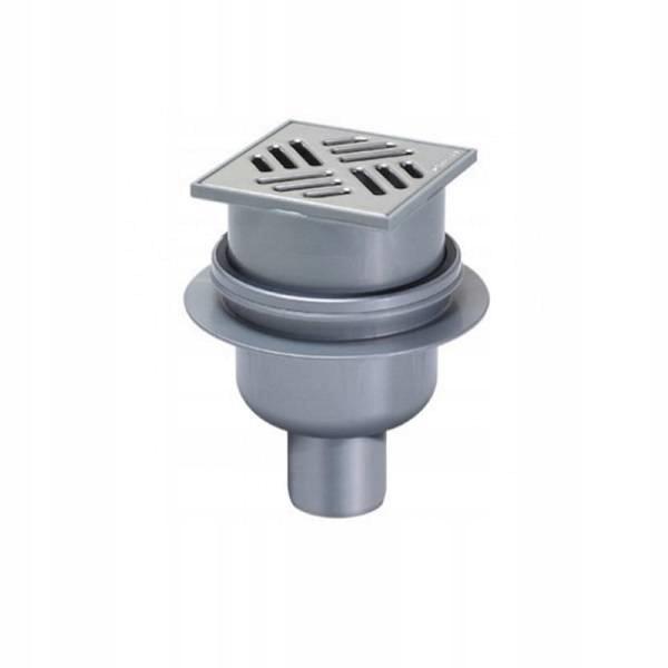 KESSEL Wpust Classic DN50, odpływ pionowy z kratką nierdzewną 100x100