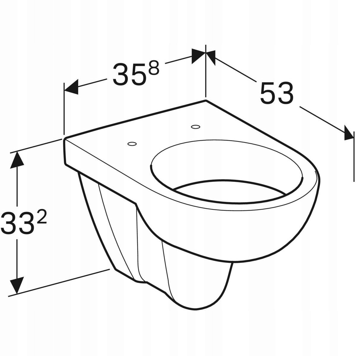 GEBERIT Miska wisząca WC Selnova, lejowa, B35.8 cm, H33.2 cm, T53cm