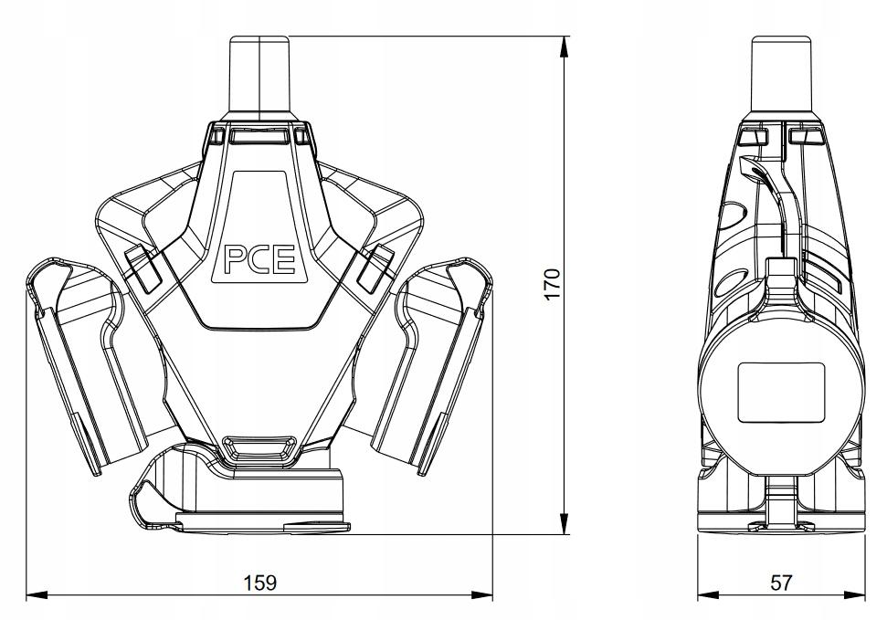 Rozgałęziacz potrójny Taurus2 16A 2 P+Z 250V z bolcem + zatyczka, gumowy IP