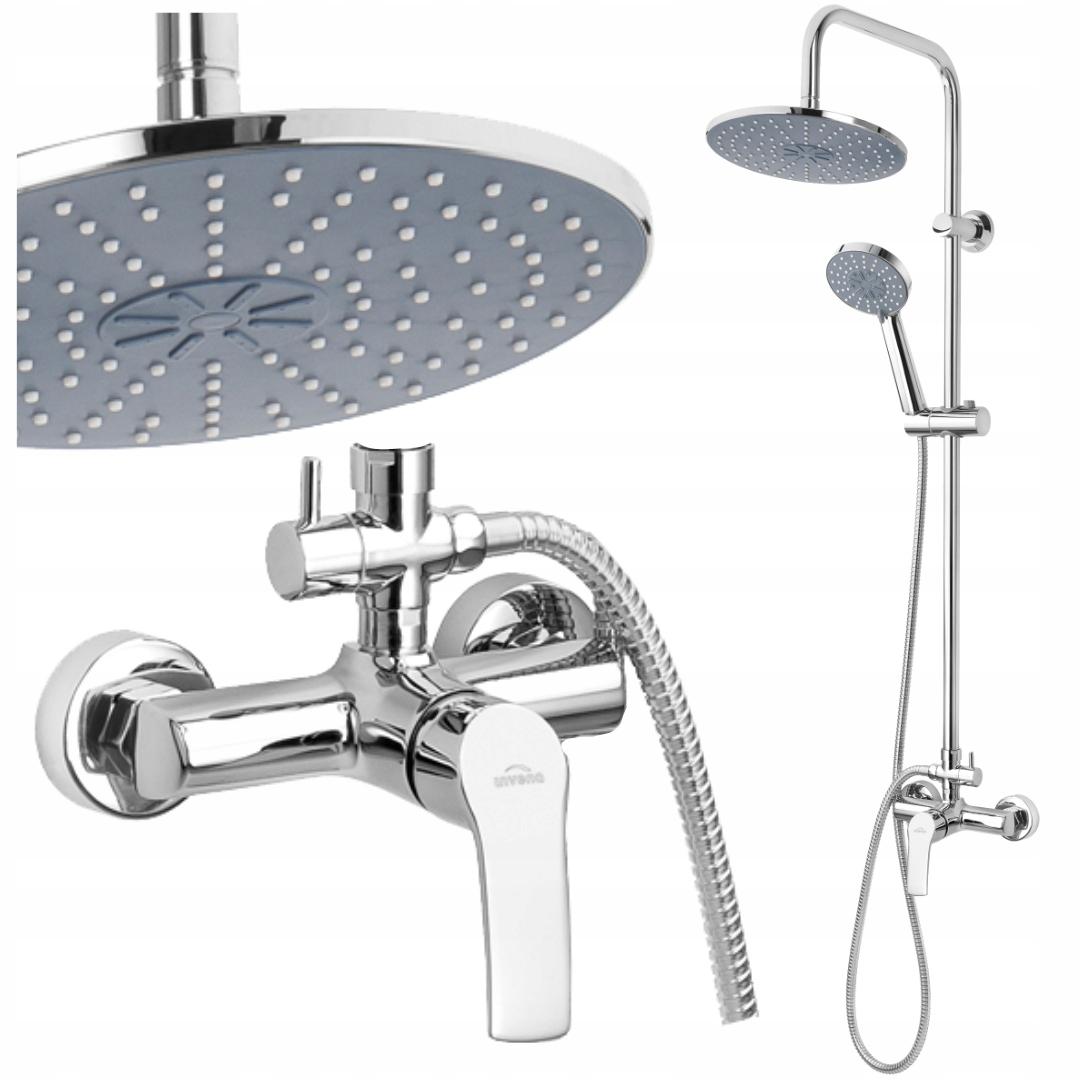 INVENA DESZCZOWNIA Z BATERIĄ NATRYSKOWĄ MALTA CHROM