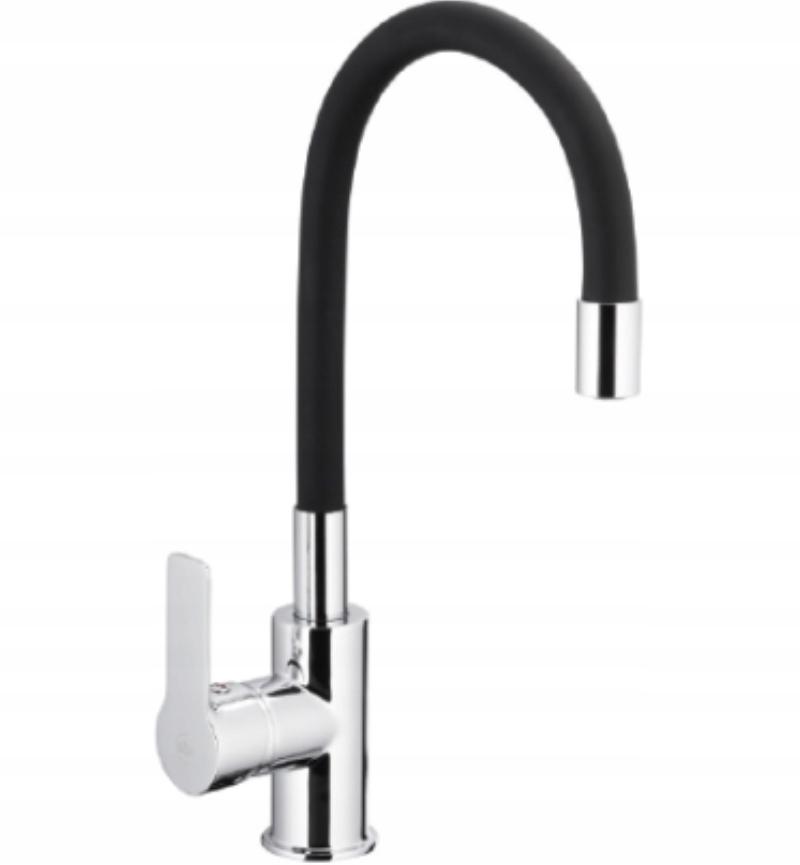 Bateria kuchenna stojąca ARMATURA KRAKÓW RUMBA 1ot szara/chrom z giętką wyl