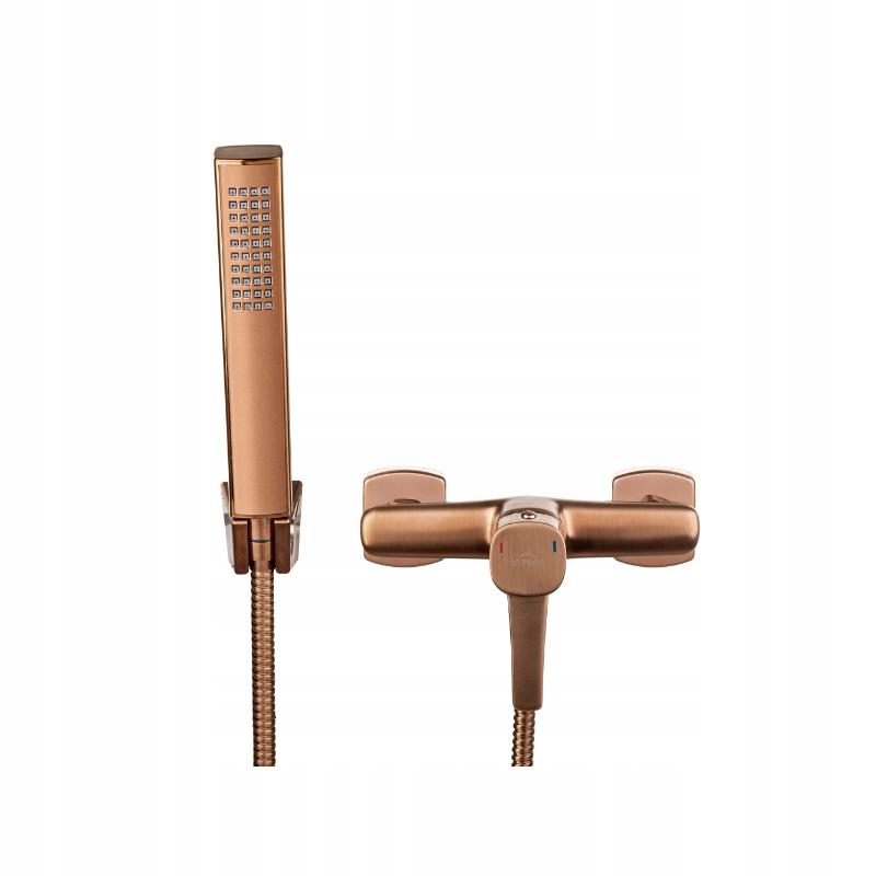 INVENA BATERIA NATRYSKOWA GLAMOUR INVENA TREND Z ZESTAWEM NATRYSKOWYM MIEDŹ